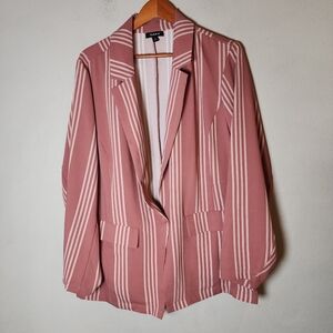 Torrid Pink Stripe Single Button Boyfriend Blazer Jacket Size 3X